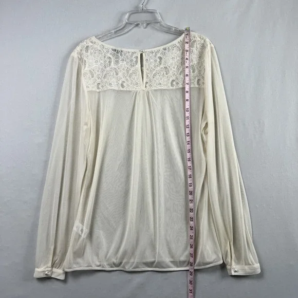 Maurices Lace Top Womens XL Sheer Ivory Fairy Blouse Boho Feminine Romantic - Picture 7 of 13